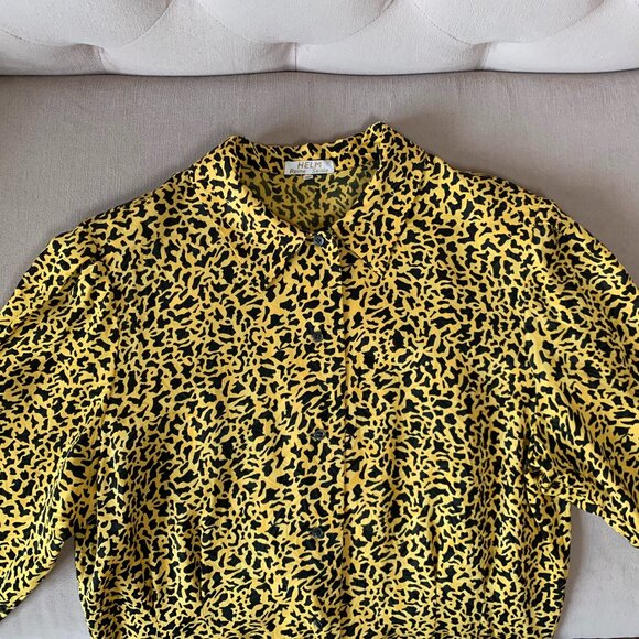 Vintage Silk Animal Cheetah Leopard Print Silk Blouse Long Sleeve Witchy Fairy - Picture 10 of 17